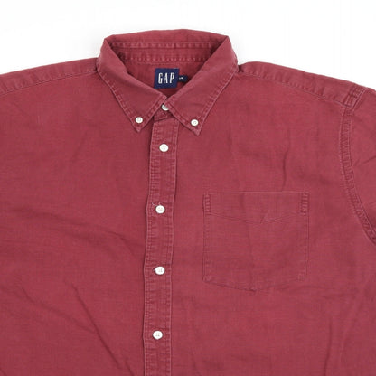 Mens UK Size L Gap Red  Button-Up Short Sleeve Casual Shirt