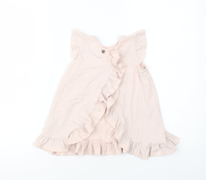 Maggie & Zoe Girls Pink  Cotton Tunic Blouse Size 4 Years Crew Neck Button - Llama