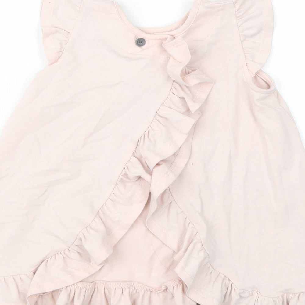 Maggie & Zoe Girls Pink  Cotton Tunic Blouse Size 4 Years Crew Neck Button - Llama
