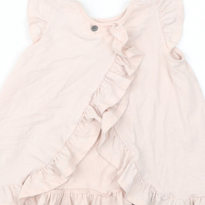 Maggie & Zoe Girls Pink  Cotton Tunic Blouse Size 4 Years Crew Neck Button - Llama