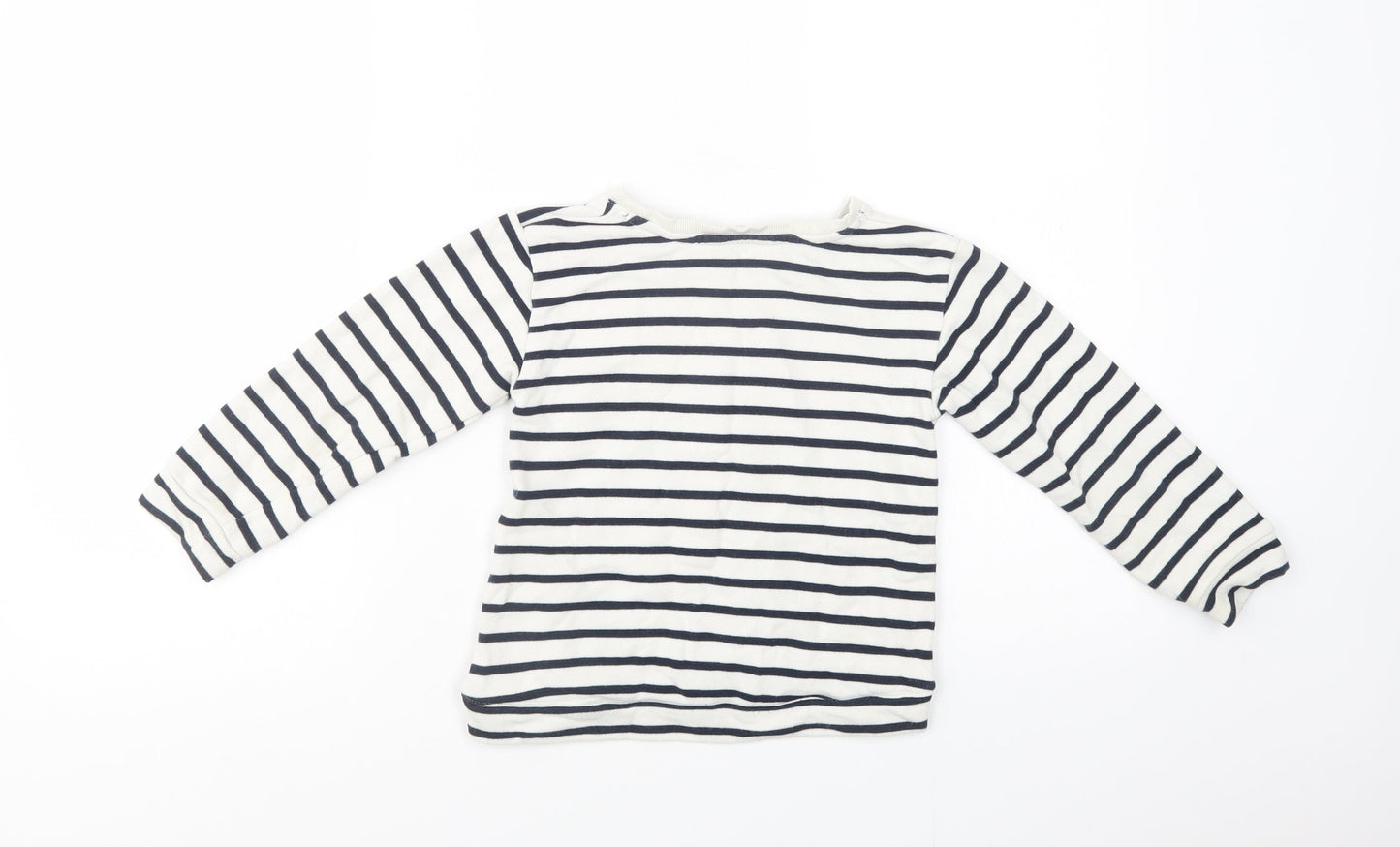 H&M Girls White Striped Cotton Pullover Sweatshirt Size 4-5 Years  Pullover - Boat
