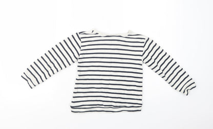 H&M Girls White Striped Cotton Pullover Sweatshirt Size 4-5 Years  Pullover - Boat