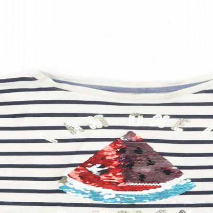 H&M Girls White Striped Cotton Pullover Sweatshirt Size 4-5 Years  Pullover - Boat