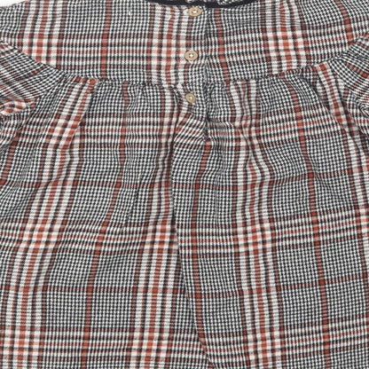 NEXT Baby Grey Plaid Cotton Tunic Blouse Size 18-24 Months Collared Button