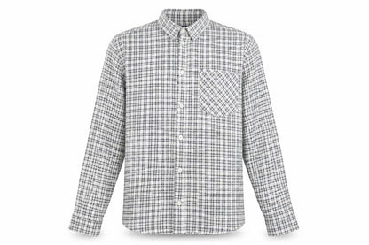 boohooMAN Mens Grey Plaid Cotton Button-Up Size M Collared Button