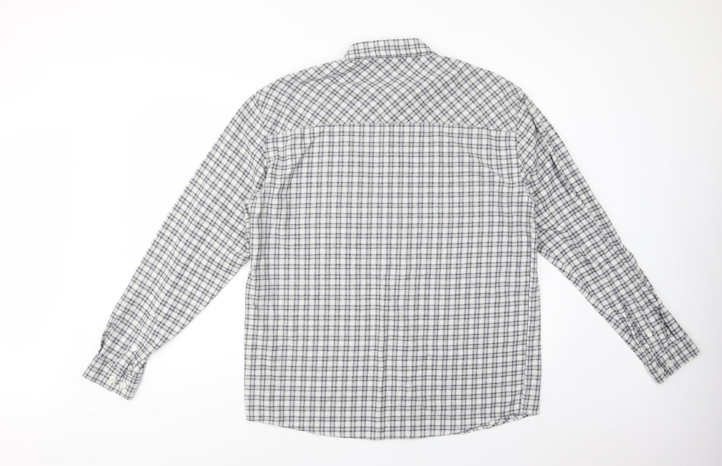 Boohoo Man Mens Grey Plaid Cotton  Button-Up Size M Collared Button