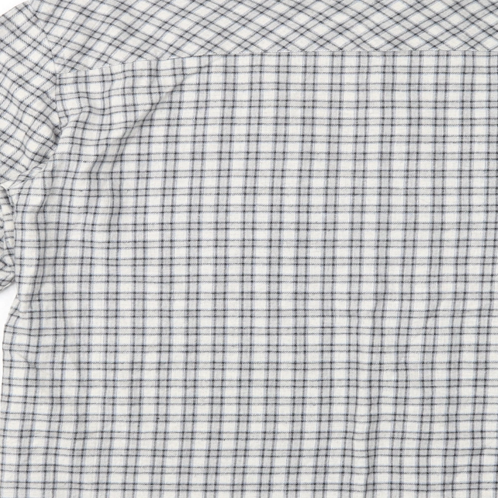 Boohoo Man Mens Grey Plaid Cotton  Button-Up Size M Collared Button