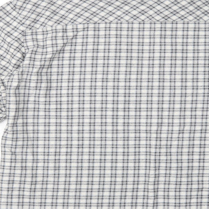 Boohoo Man Mens Grey Plaid Cotton  Button-Up Size M Collared Button