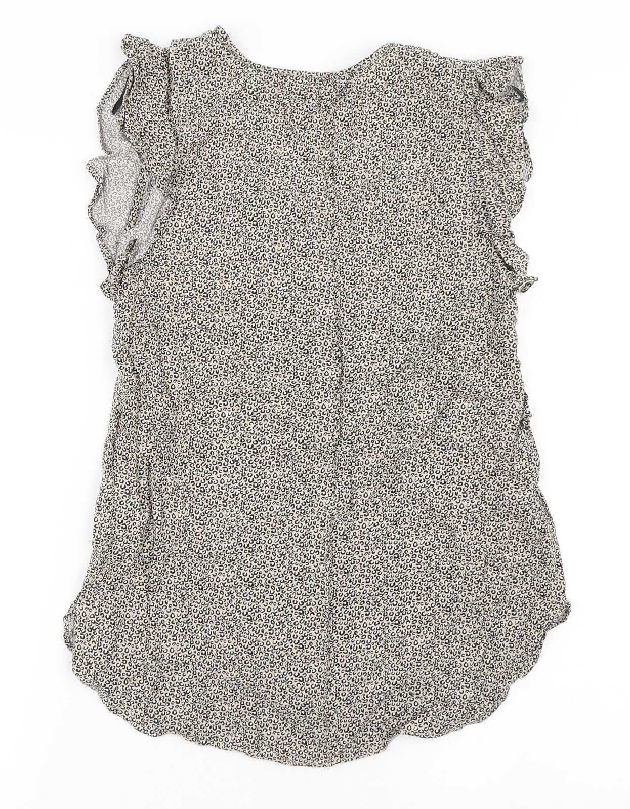 Papaya Womens Brown Animal Print Viscose Basic Blouse Size 8 V-Neck