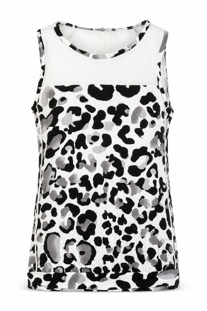 NEXT Womens Ivory Animal Print Viscose Basic Polo Size 6 Round Neck