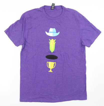District Mens Purple  Cotton  T-Shirt Size S Round Neck