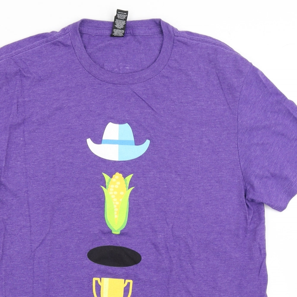 District Mens Purple  Cotton  T-Shirt Size S Round Neck