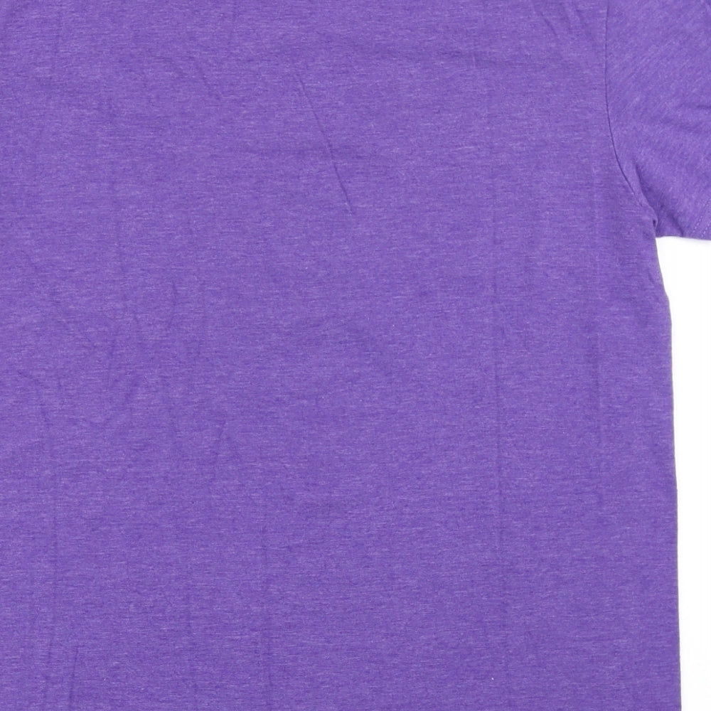 District Mens Purple  Cotton  T-Shirt Size S Round Neck