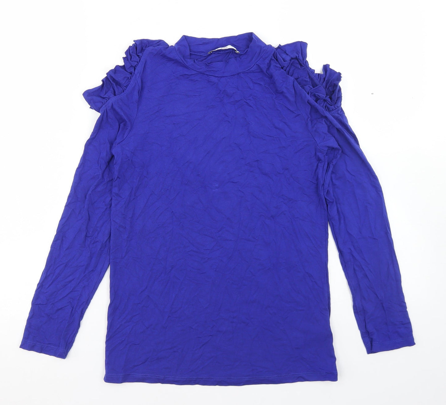 Marks and Spencer Girls Blue  Viscose Basic T-Shirt Size 12-13 Years Round Neck  - Cold Shoulder
