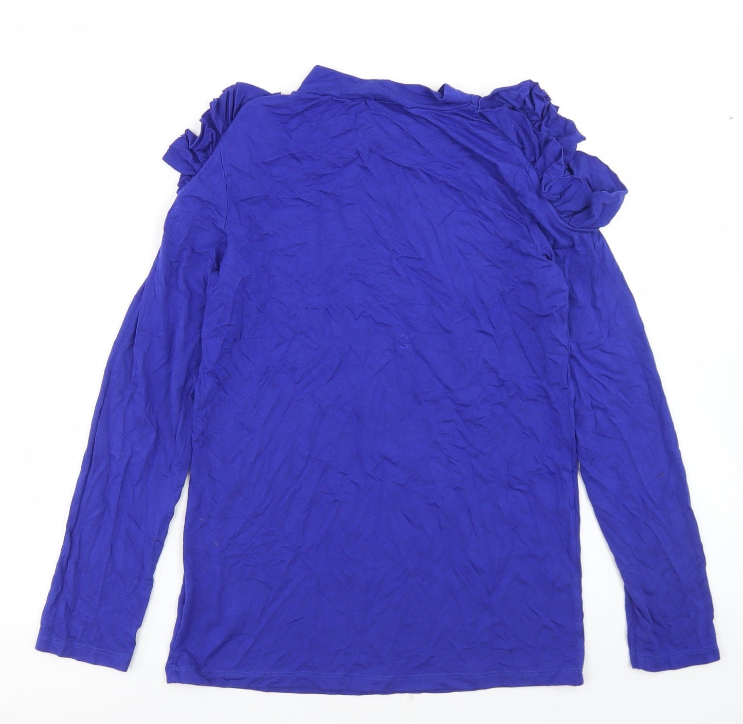 Marks and Spencer Girls Blue  Viscose Basic T-Shirt Size 12-13 Years Round Neck  - Cold Shoulder