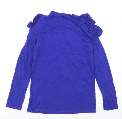 Marks and Spencer Girls Blue  Viscose Basic T-Shirt Size 12-13 Years Round Neck  - Cold Shoulder