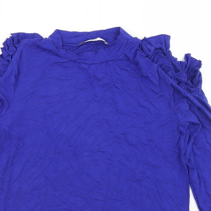 Marks and Spencer Girls Blue  Viscose Basic T-Shirt Size 12-13 Years Round Neck  - Cold Shoulder
