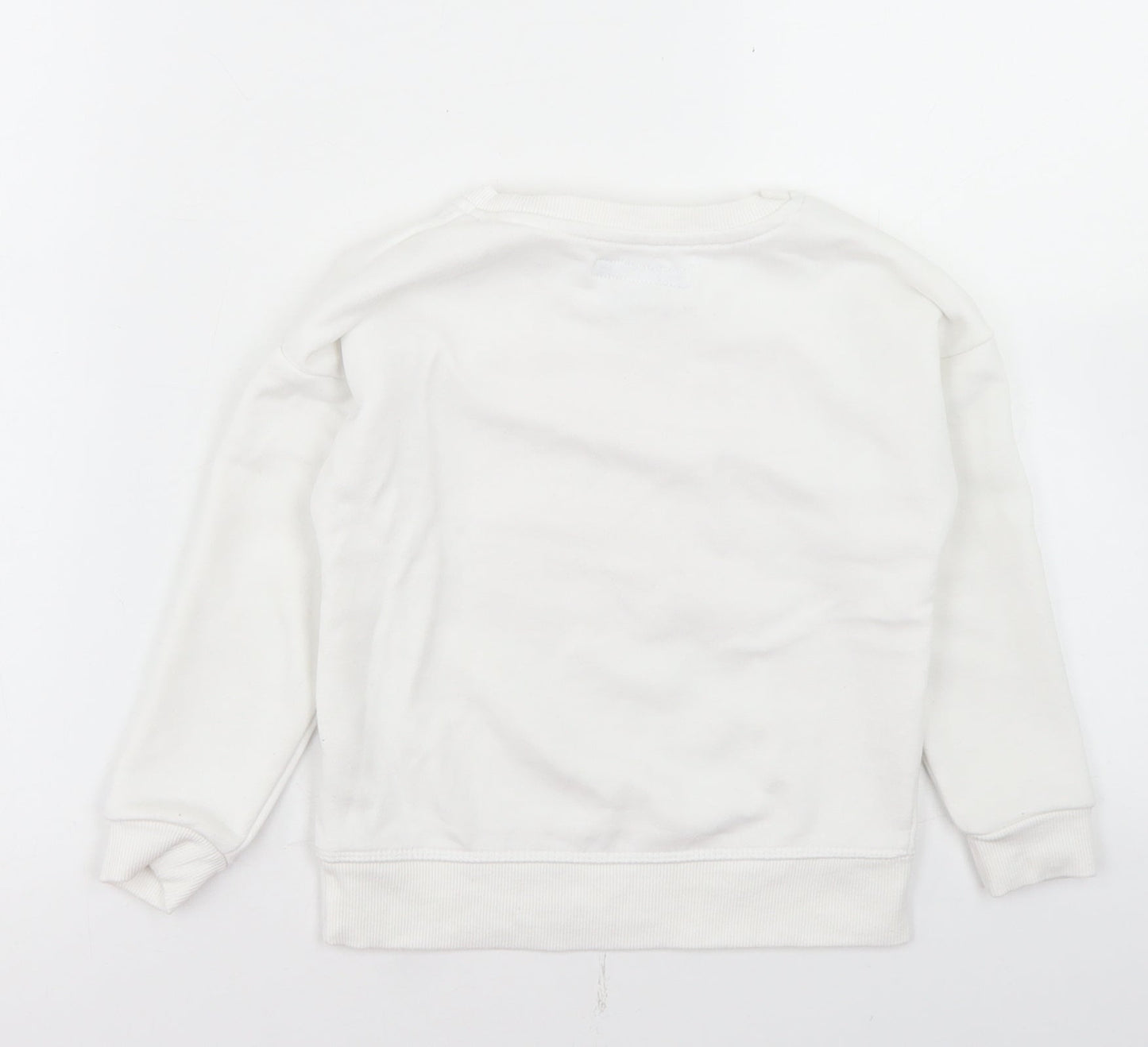 Primark Girls White  Cotton Pullover Sweatshirt Size 4-5 Years   - Dream Shine Smile