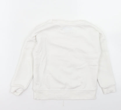 Primark Girls White  Cotton Pullover Sweatshirt Size 4-5 Years   - Dream Shine Smile