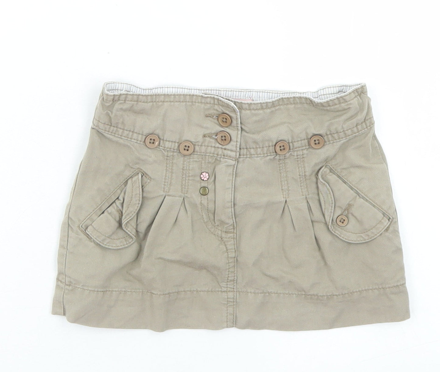 Lisa Rose Girls Beige  Cotton Cargo Skirt Size 2 Years  Regular Button