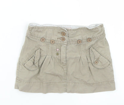 Lisa Rose Girls Beige  Cotton Cargo Skirt Size 2 Years  Regular Button