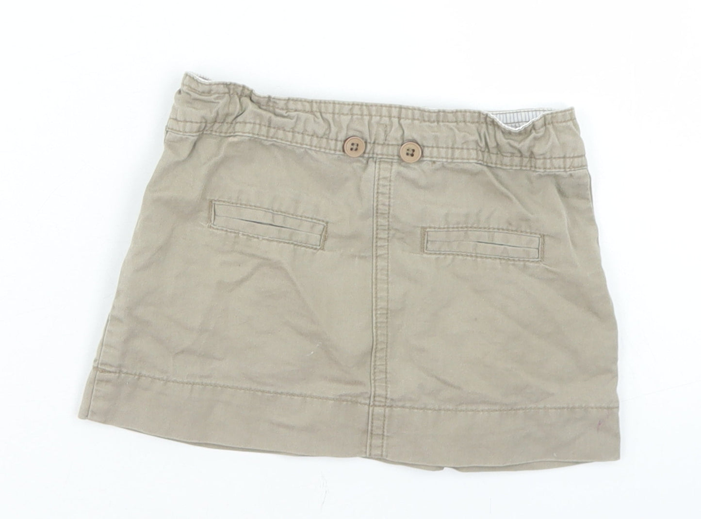 Lisa Rose Girls Beige  Cotton Cargo Skirt Size 2 Years  Regular Button