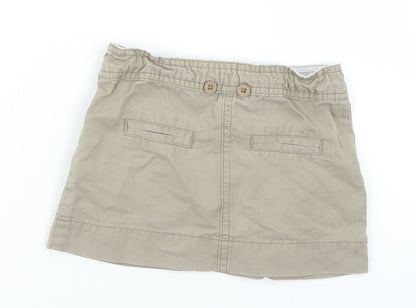 Lisa Rose Girls Beige  Cotton Cargo Skirt Size 2 Years  Regular Button