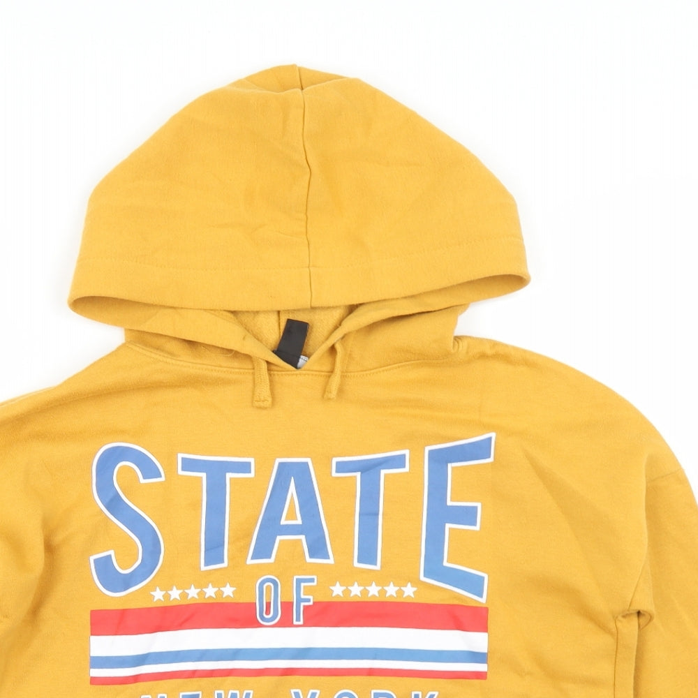915 Generation Girls Yellow  Polyester Pullover Hoodie Size 12-13 Years   - State Of New York, Cropped