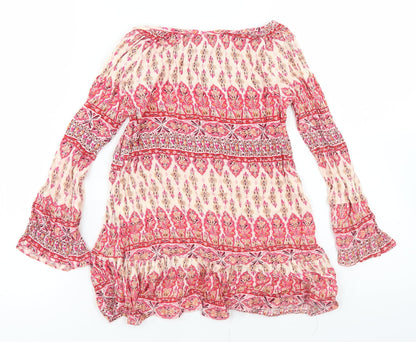 Miss E-vie Girls Pink Paisley Viscose Basic Blouse Size 12 Years Round Neck