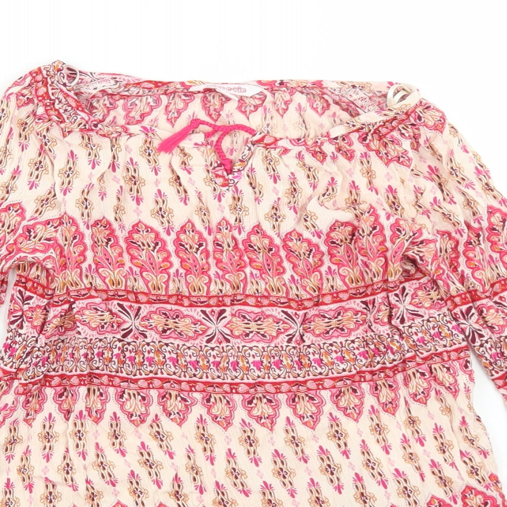 Miss E-vie Girls Pink Paisley Viscose Basic Blouse Size 12 Years Round Neck