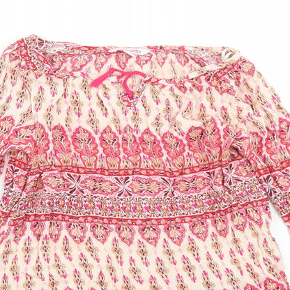 Miss E-vie Girls Pink Paisley Viscose Basic Blouse Size 12 Years Round Neck