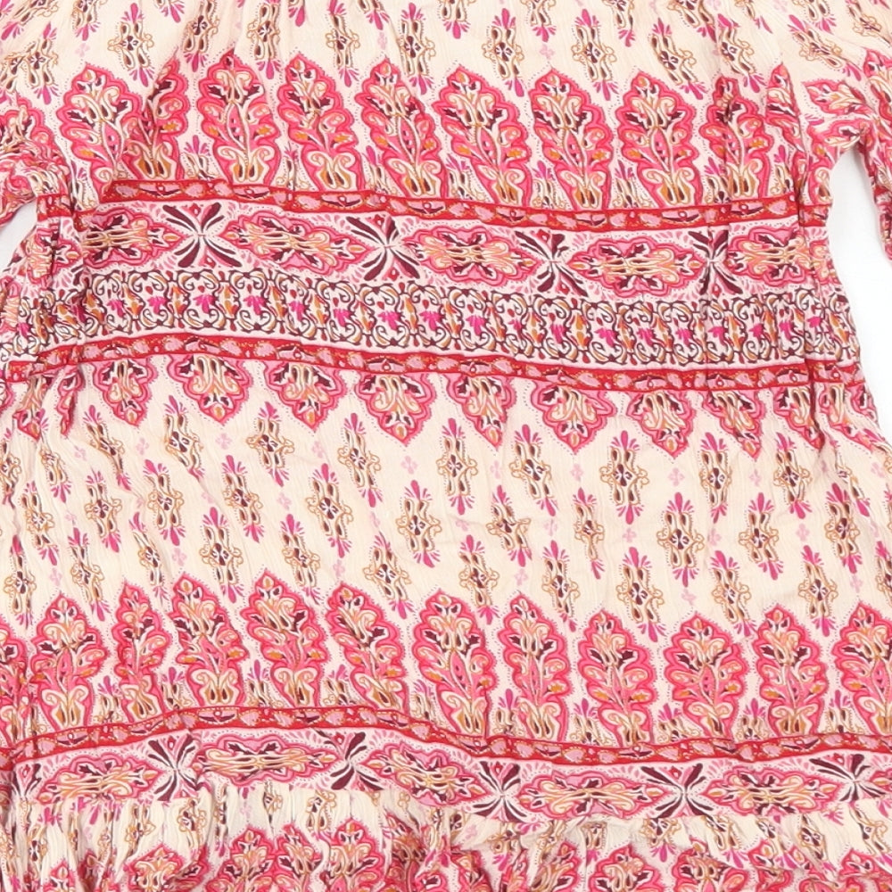 Miss E-vie Girls Pink Paisley Viscose Basic Blouse Size 12 Years Round Neck