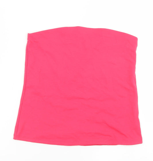 F&F Womens Pink  Cotton Basic T-Shirt Size 12 Square Neck - Bandeau