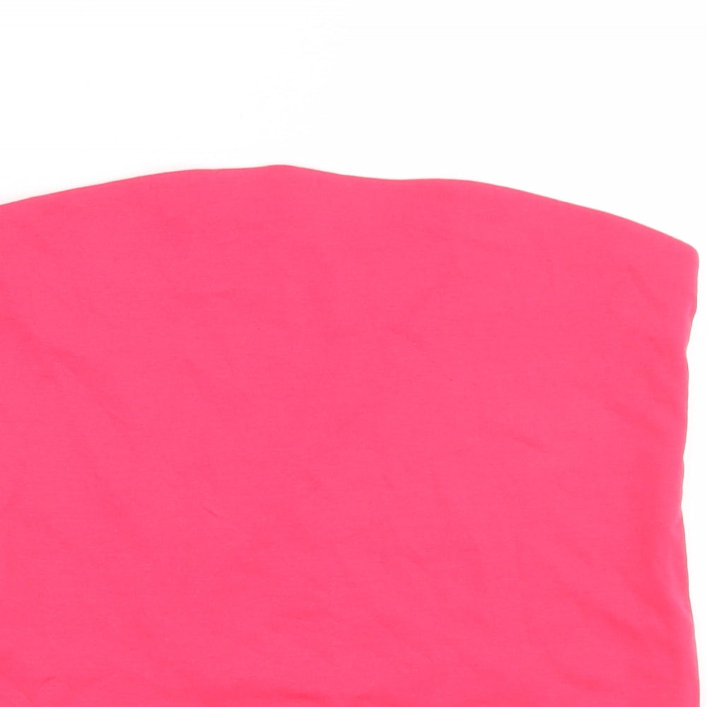 F&F Womens Pink  Cotton Basic T-Shirt Size 12 Square Neck - Bandeau