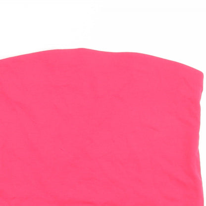 F&F Womens Pink  Cotton Basic T-Shirt Size 12 Square Neck - Bandeau