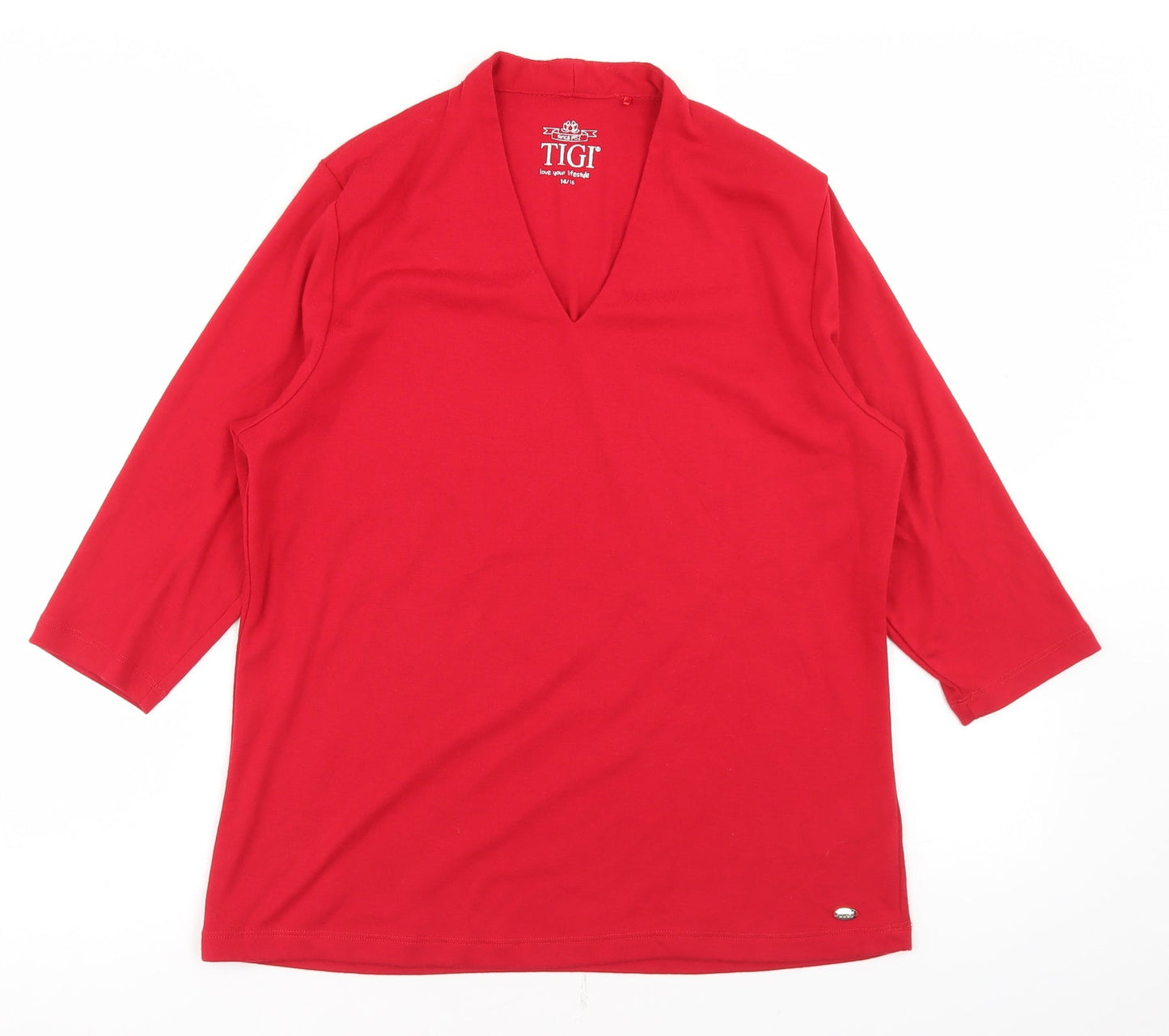 Womens UK Size 14 Tigi Red Basic T-Shirt