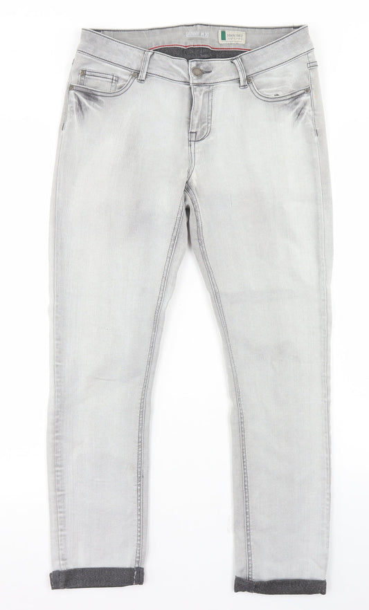 Denim 1982 Mens Grey  Cotton Skinny Jeans Size 30 in L26 in Regular Button