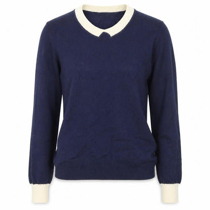 Front view of Dickins & Jones women’s blue crew neck nylon jumper, size S