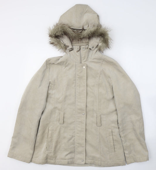 Klass Womens Beige   Parka Coat Size 12  Zip