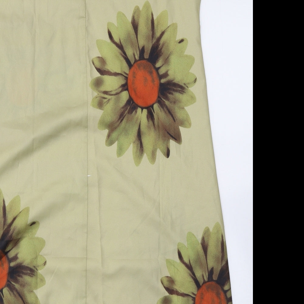 Preworn Womens Green  Polyester A-Line  Size L  V-Neck Pullover - Flower print