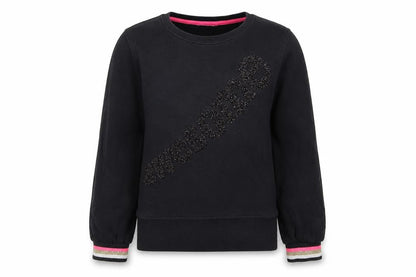 Front view of Marks & Spencer girls’ black cotton pullover sweatshirt, size 11-12, years - awesome