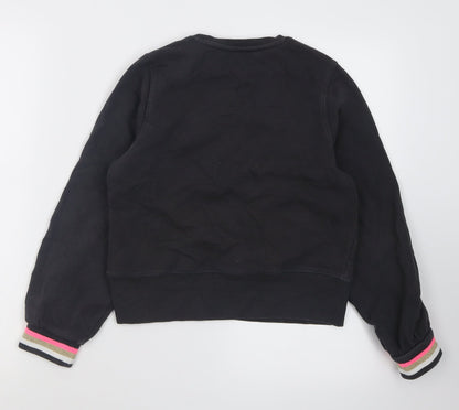 Marks and Spencer Girls Black  Cotton Pullover Sweatshirt Size 11-12 Years   - awesome