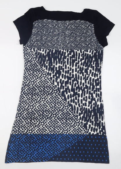 Paramour Womens Blue Plaid Viscose T-Shirt Dress  Size L  Crew Neck Pullover