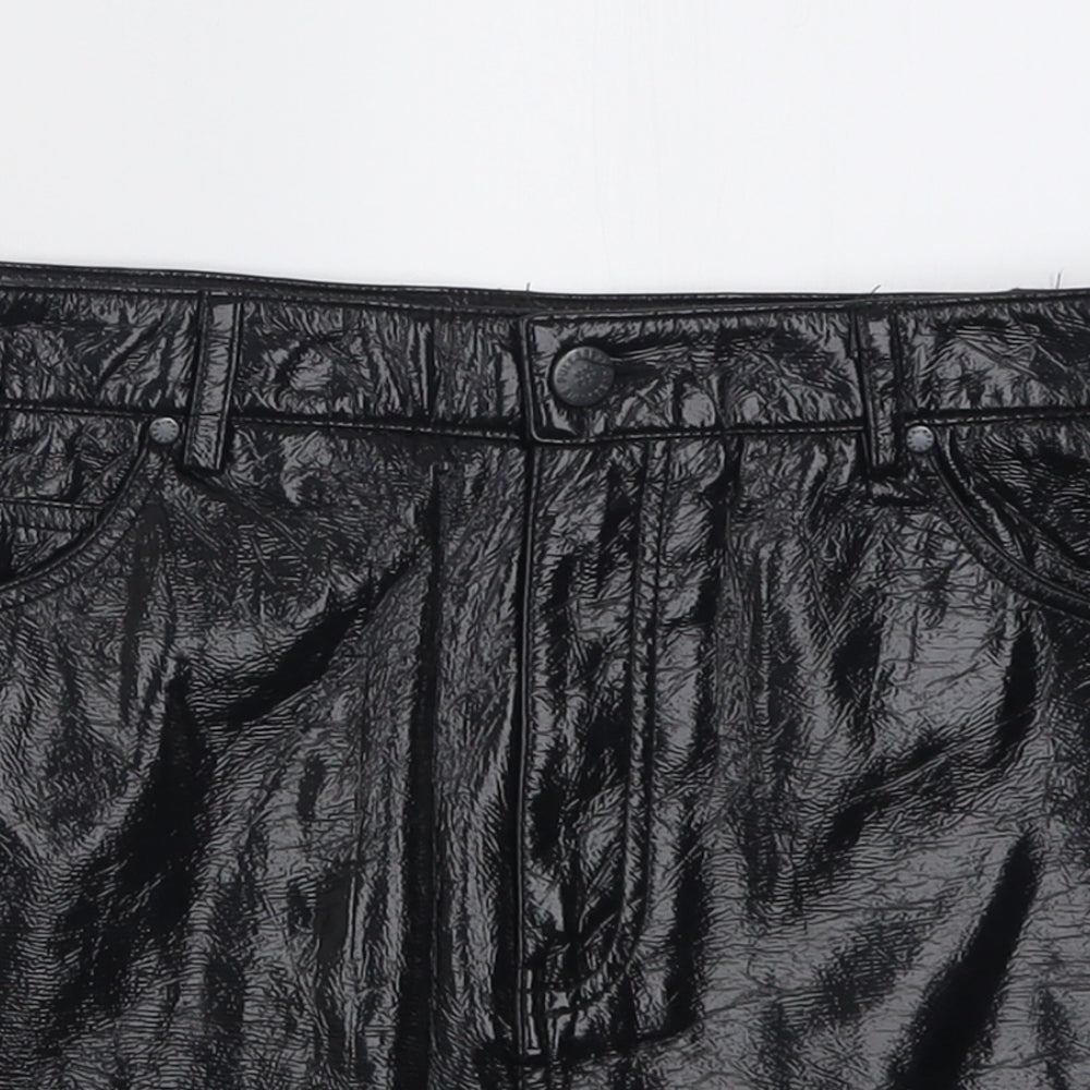 Pull&Bear Womens Black  Polyurethane A-Line  Size M   Button