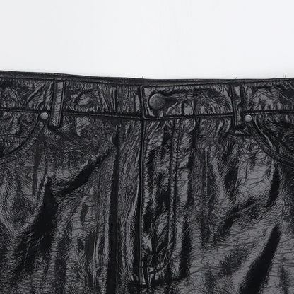 Pull&Bear Womens Black  Polyurethane A-Line  Size M   Button