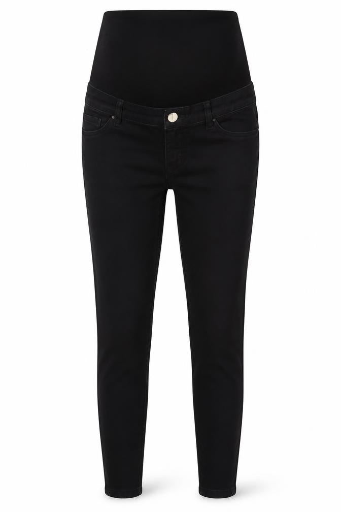 Front view of Dorothy Perkins women’s black cotton skinny jeans, size UK 8, 28-inch leg regular button