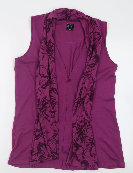 Womens UK Size 12 TIGI Purple Cardigan Jumper