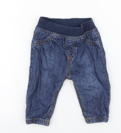 F&F Boys Blue  Cotton Jogger Jeans Size 3-6 Months  Pullover
