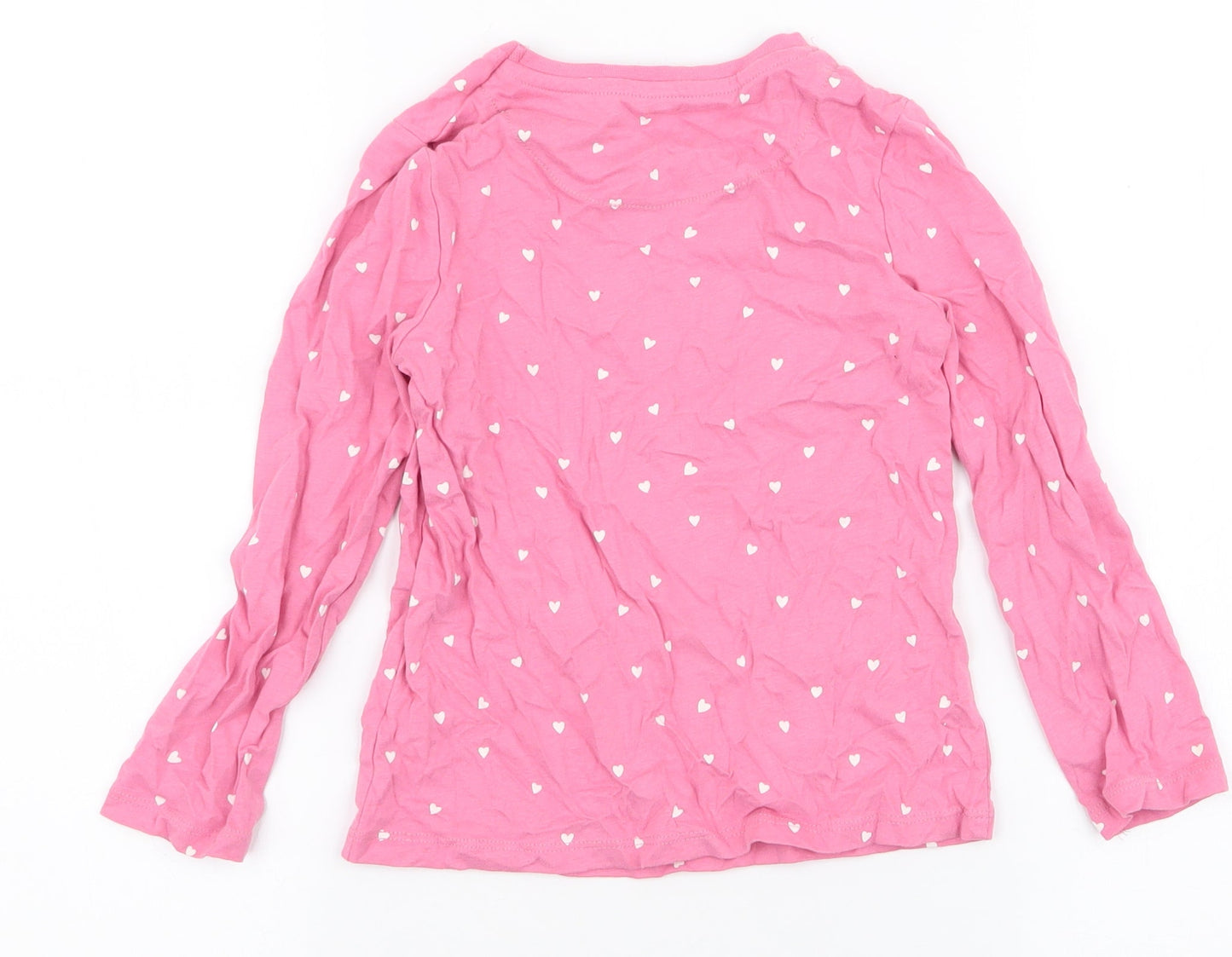 John Lewis Girls Pink Spotted 100% Cotton Jersey T-Shirt Size 5 Years Round Neck Pullover - Hearts