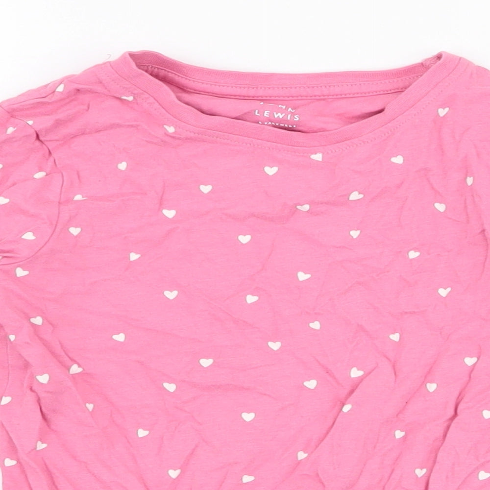 John Lewis Girls Pink Spotted 100% Cotton Jersey T-Shirt Size 5 Years Round Neck Pullover - Hearts